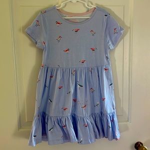 Joules bird print ruffle dress
